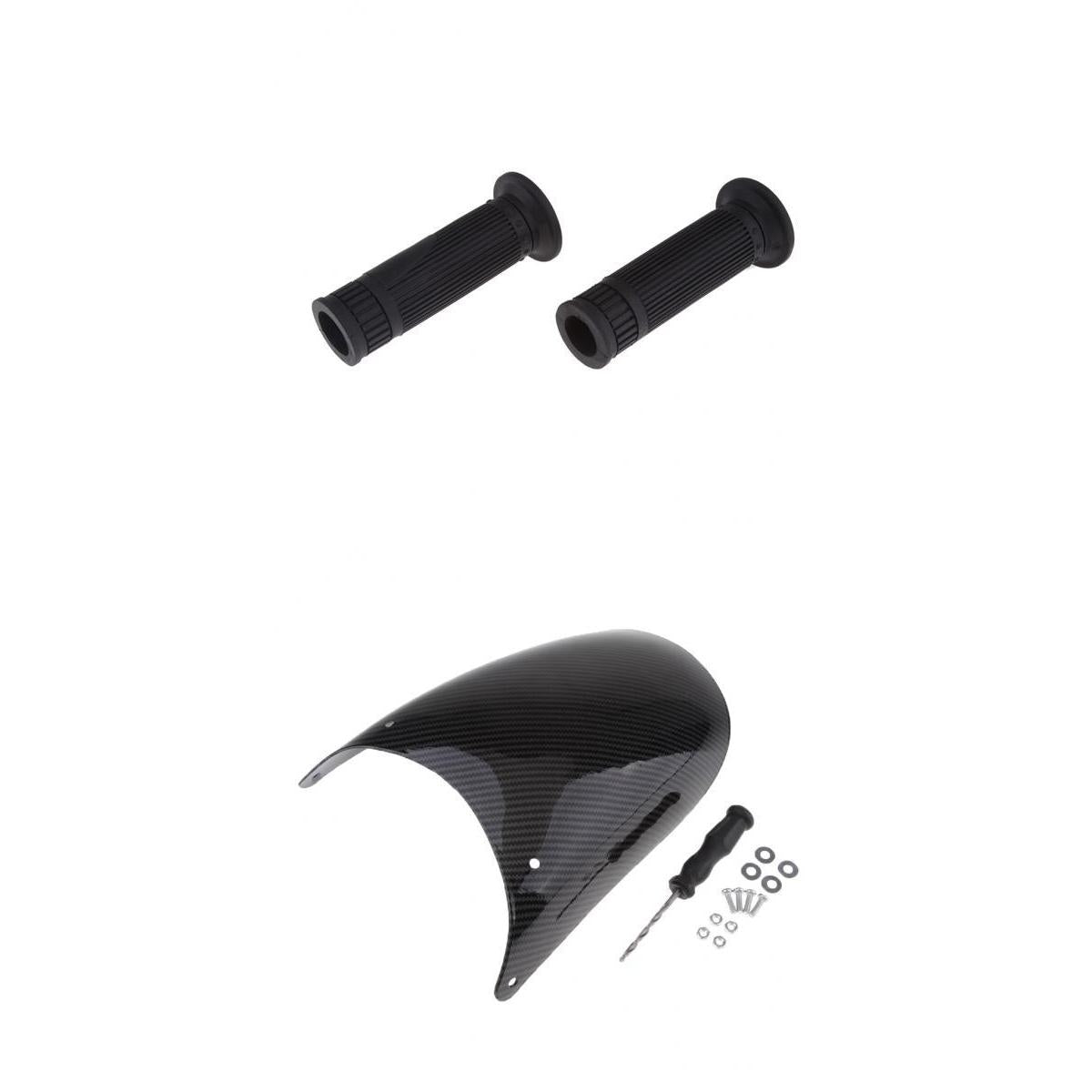 Carbon Fiber Front Fender Extension Extender + 7/8 Handlebar Hand Grips"