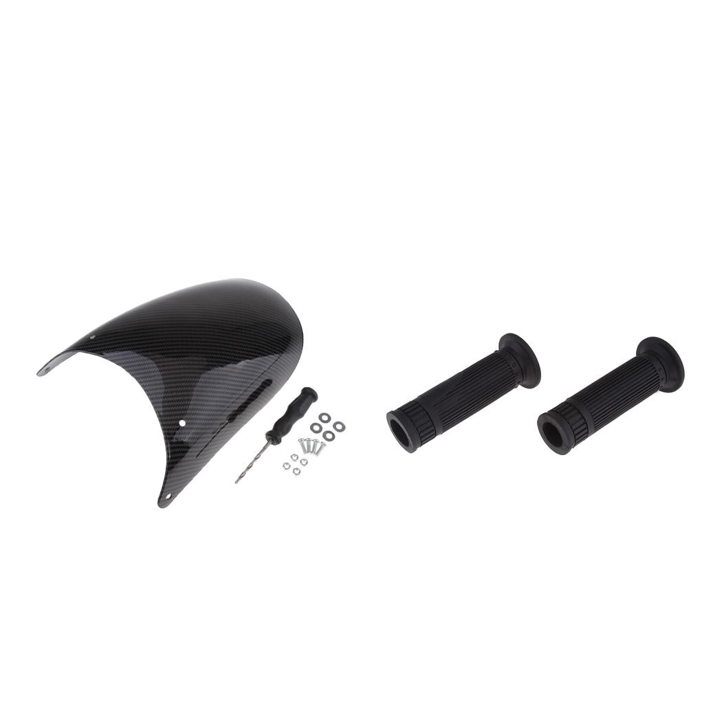 Carbon Fiber Front Fender Extension Extender + 7/8 Handlebar Hand Grips"