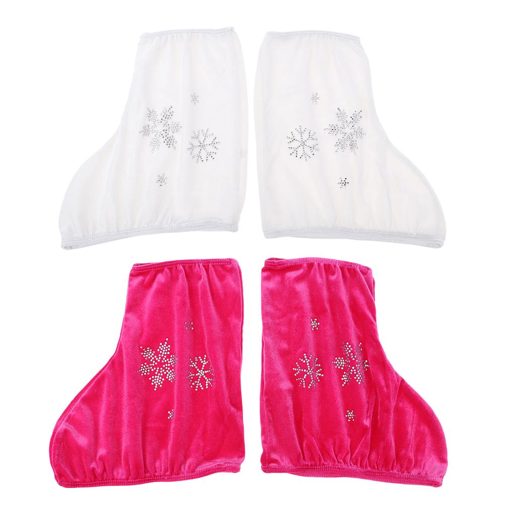 2 Pairs Ice Skate Boot Covers Protector for Figure Skating Velvet