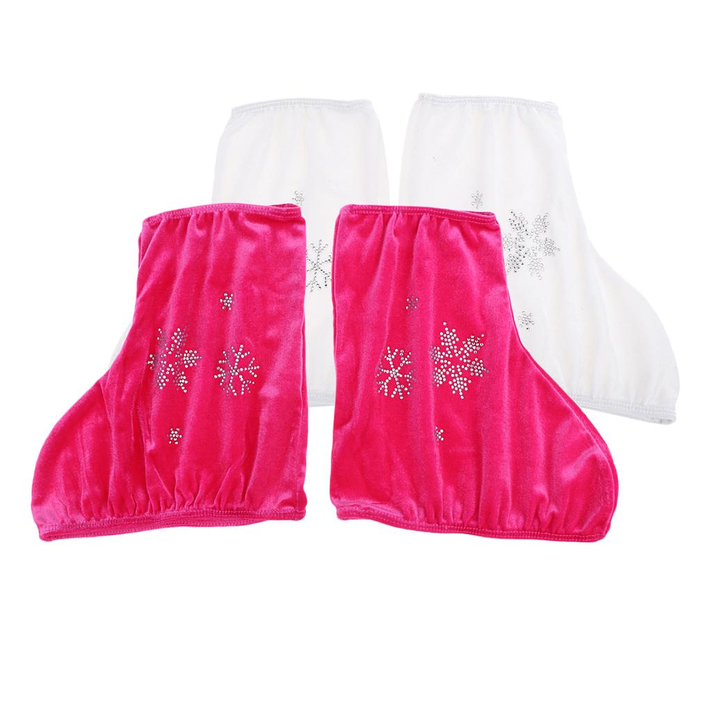 2 Pairs Ice Skate Boot Covers Protector for Figure Skating Velvet