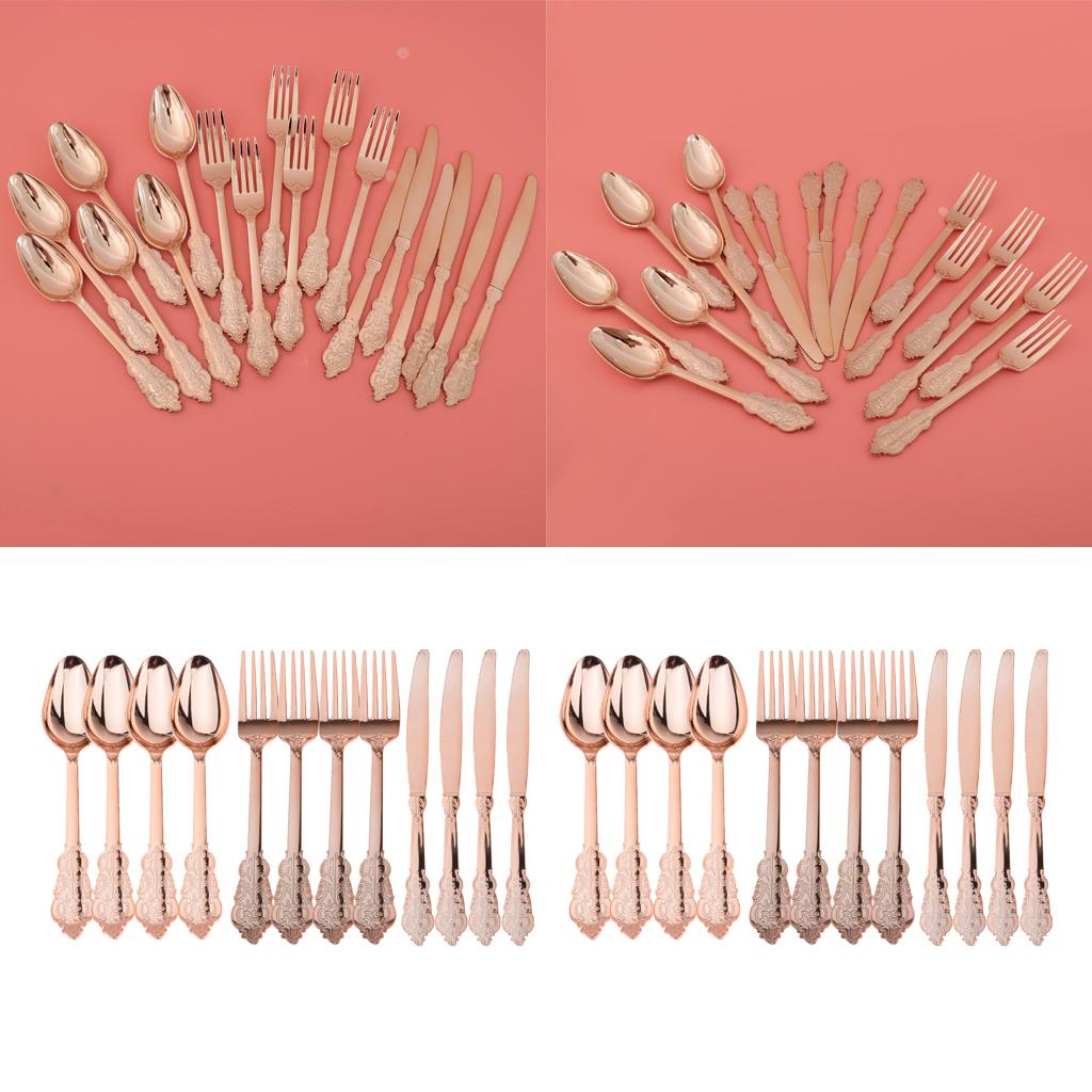 60 xDisposable Plastic Forks Spoons Knifes Party Decorations Rose Golden