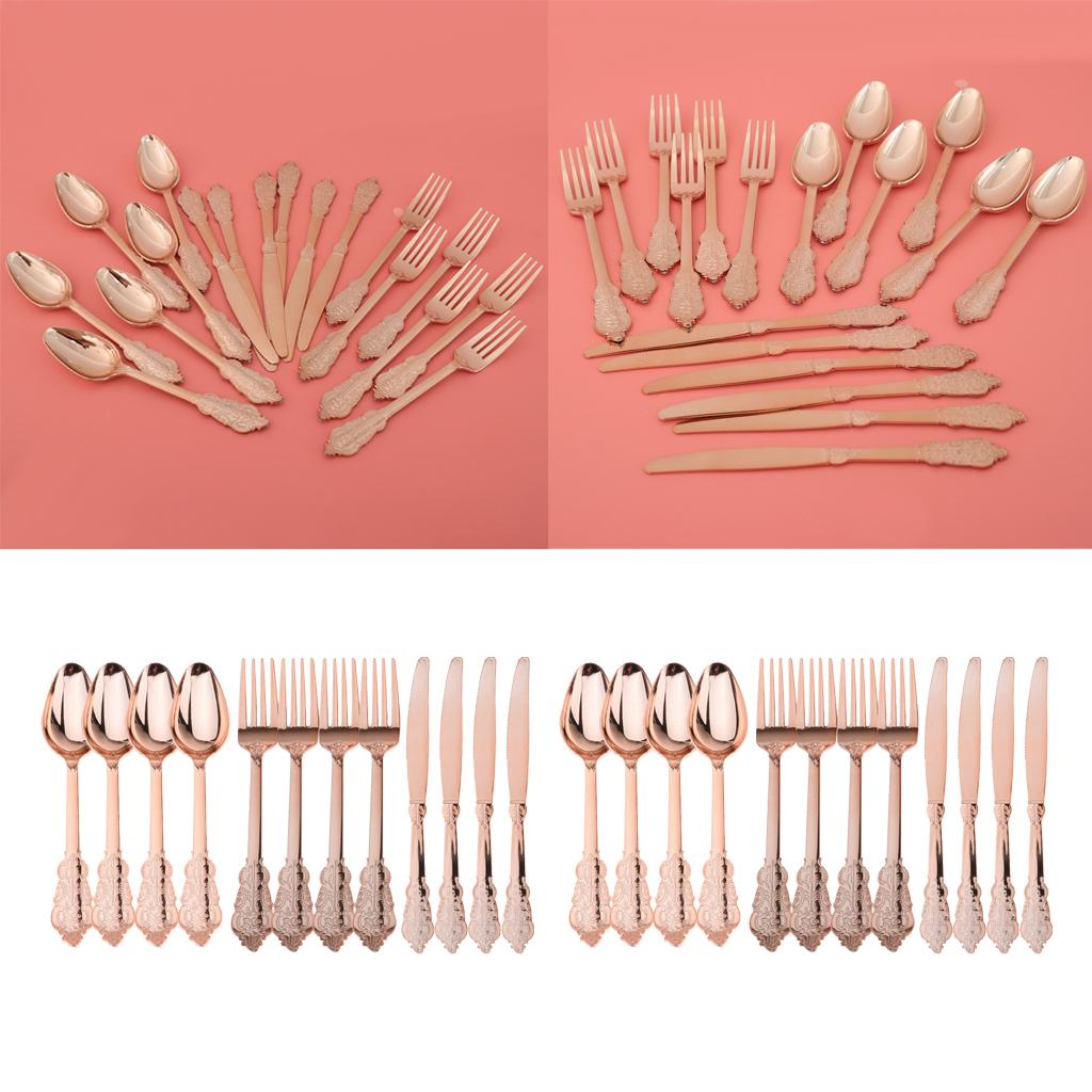 60 xDisposable Plastic Forks Spoons Knifes Party Decorations Rose Golden