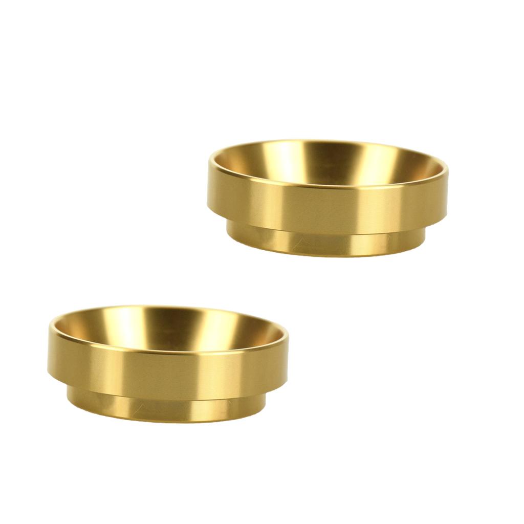 2Pcs 58mm Dia. Intelligent Dosing Ring for Brewing Bowl Coffee Powder Gold