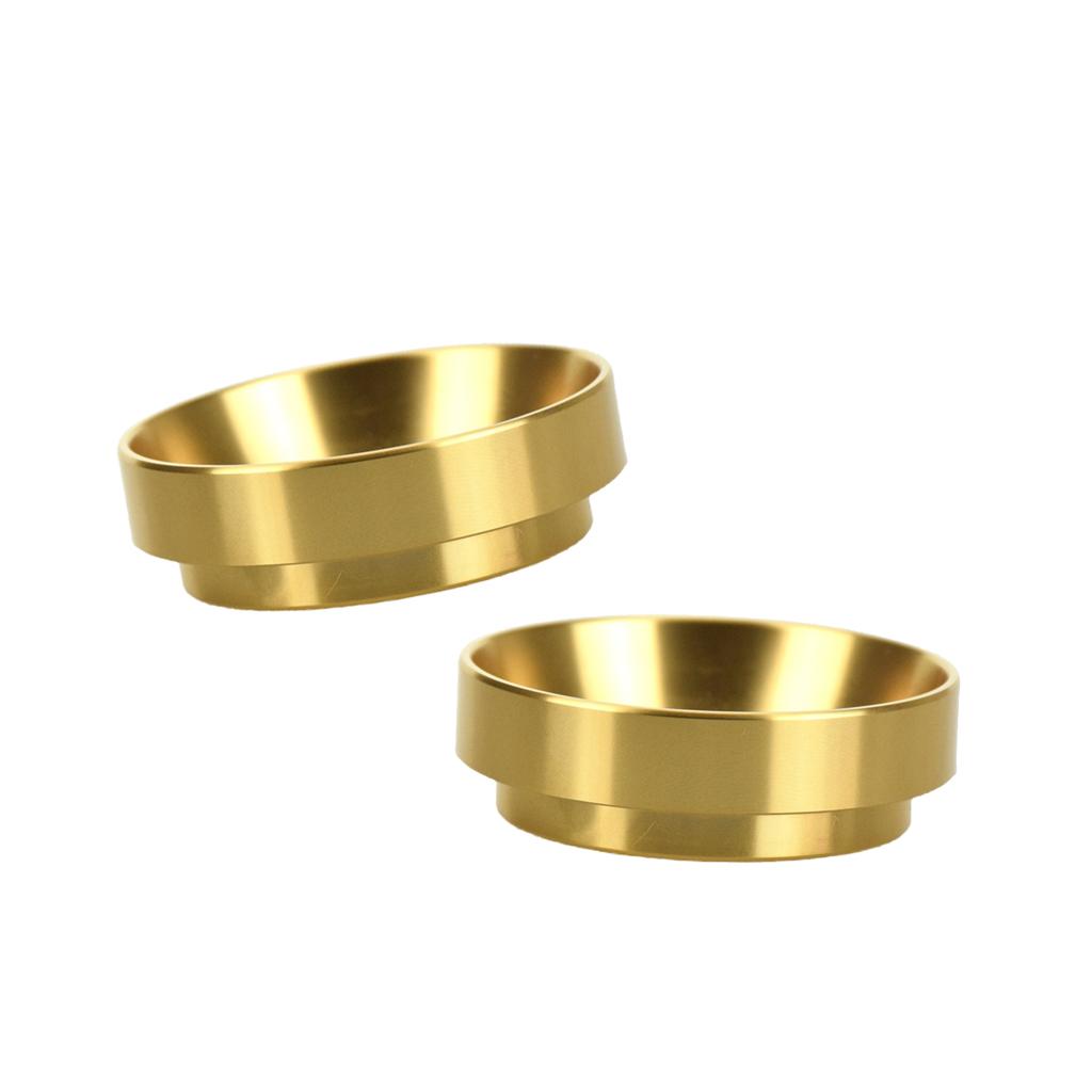 2Pcs 58mm Dia. Intelligent Dosing Ring for Brewing Bowl Coffee Powder Gold