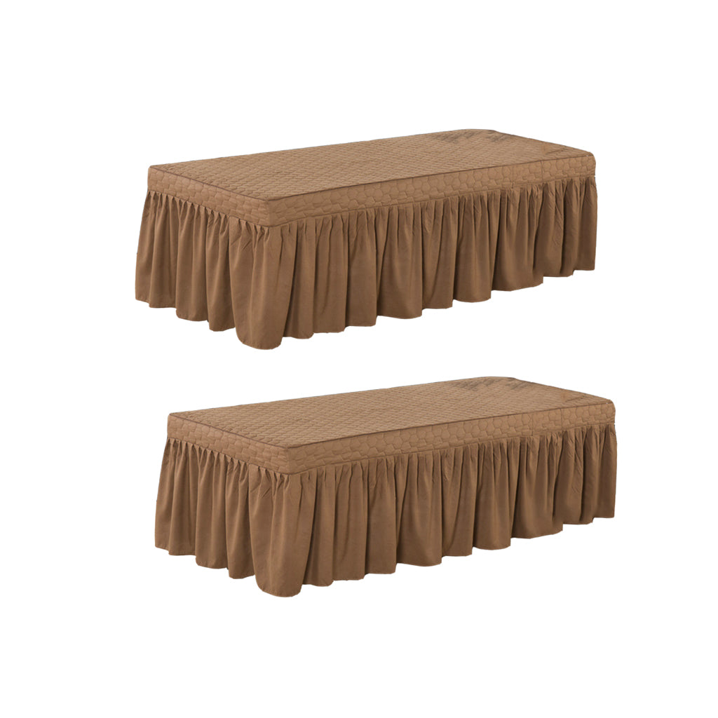 2xCoffee Massage Table Skirt Beauty Bed Cover Valance Sheet