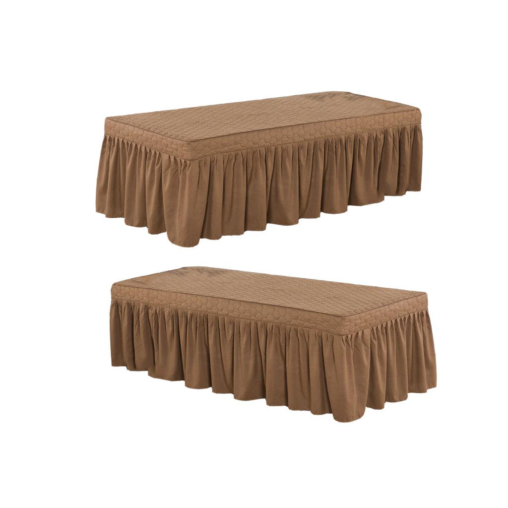 2xCoffee Massage Table Skirt Beauty Bed Cover Valance Sheet