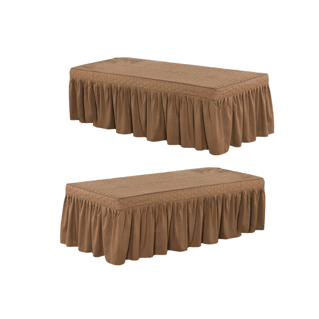 2xCoffee Massage Table Skirt Beauty Bed Cover Valance Sheet