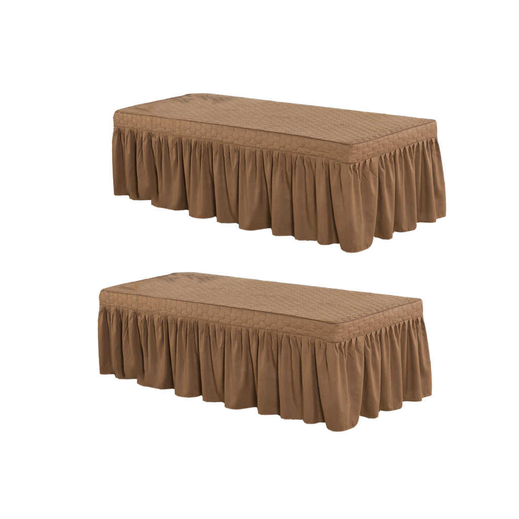 2xCoffee Massage Table Skirt Beauty Bed Cover Valance Sheet