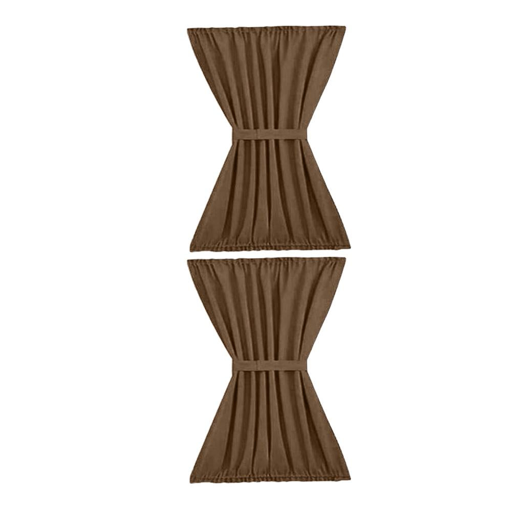 2xCoffee Light Reducing Thermal Insulated French Glass Door Curtain Panel