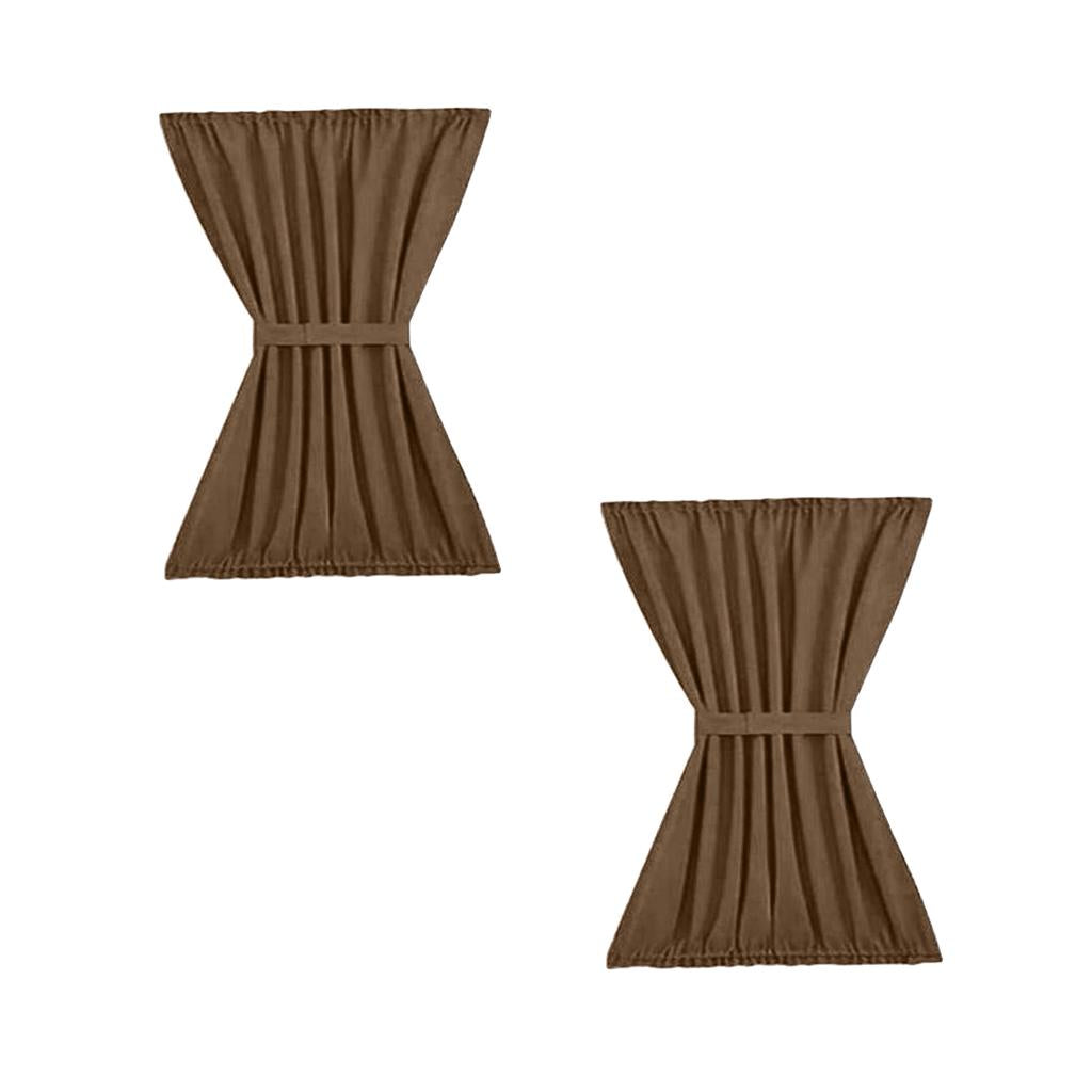 2xCoffee Light Reducing Thermal Insulated French Glass Door Curtain Panel
