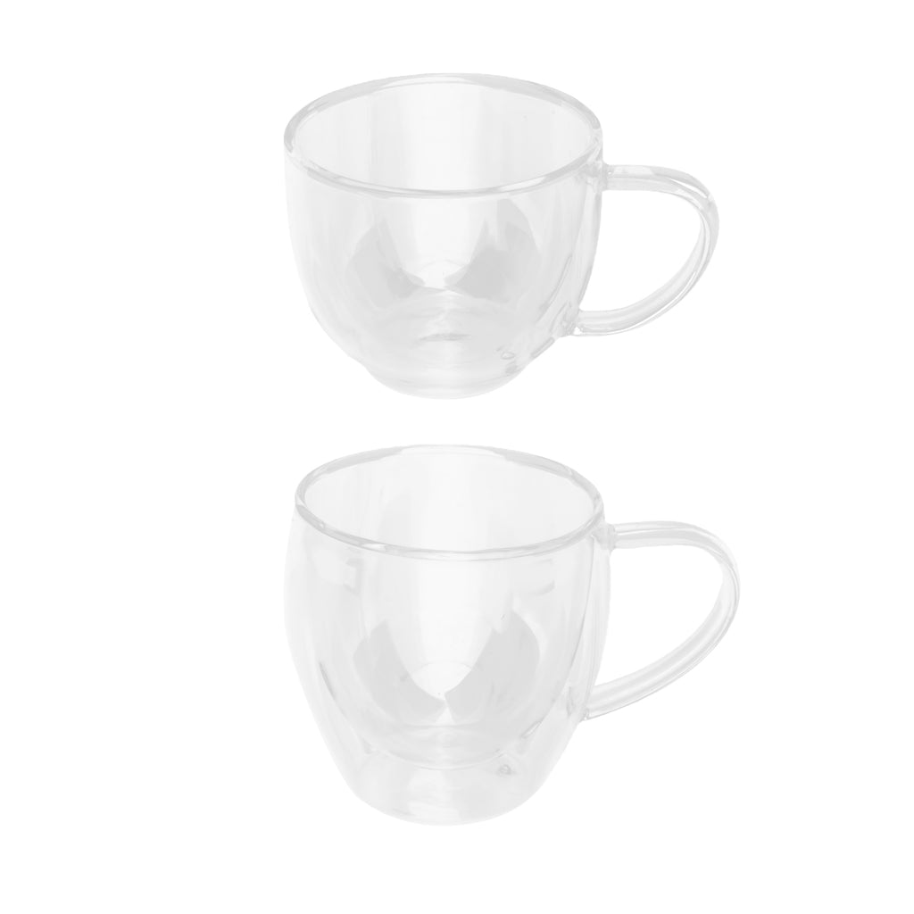2xGlass Cup Double-Layer Glass Coffee Mugs