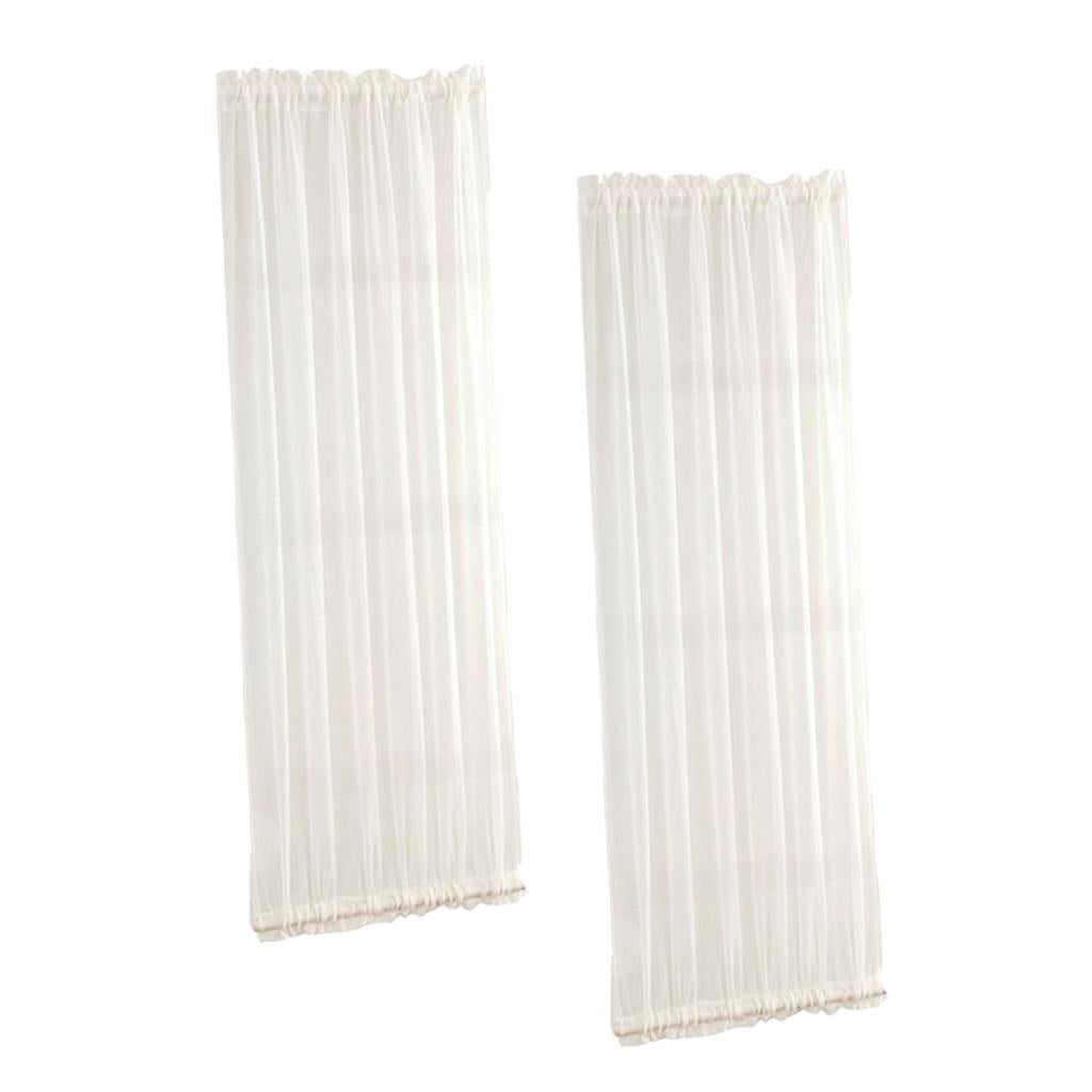 2Pcs Home French Door Curtains Blackout Curtain White25x40'' /64X102cm
