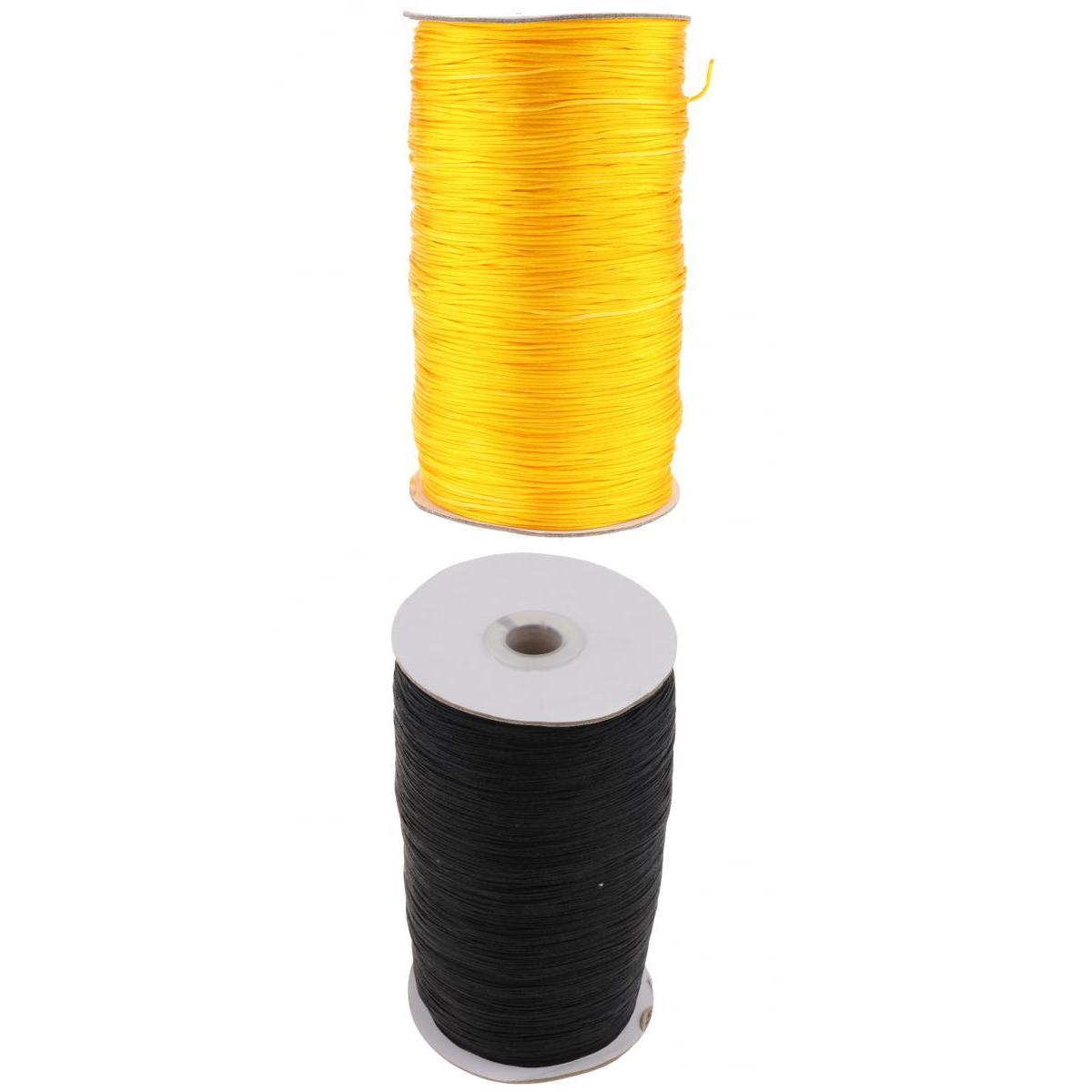 2 Rolls Elastic Cord Bungee Wire Rope Nylon Black/Yellow for Jewelry Making