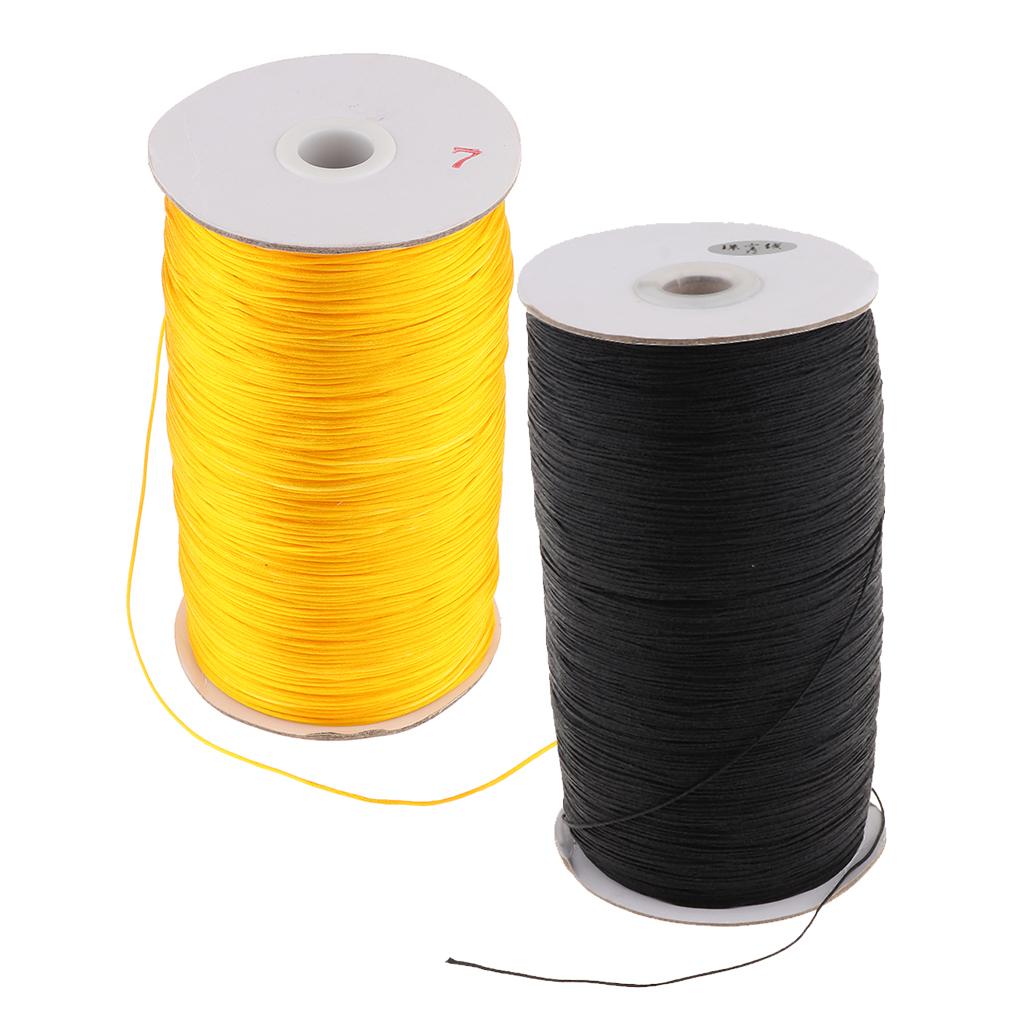 2 Rolls Elastic Cord Bungee Wire Rope Nylon Black/Yellow for Jewelry Making