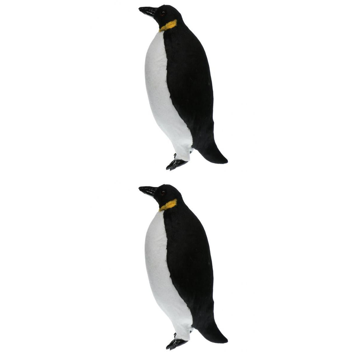 2Pcs Artificial Simulation Ornaments Feathered Fake Penguin Decor L +M