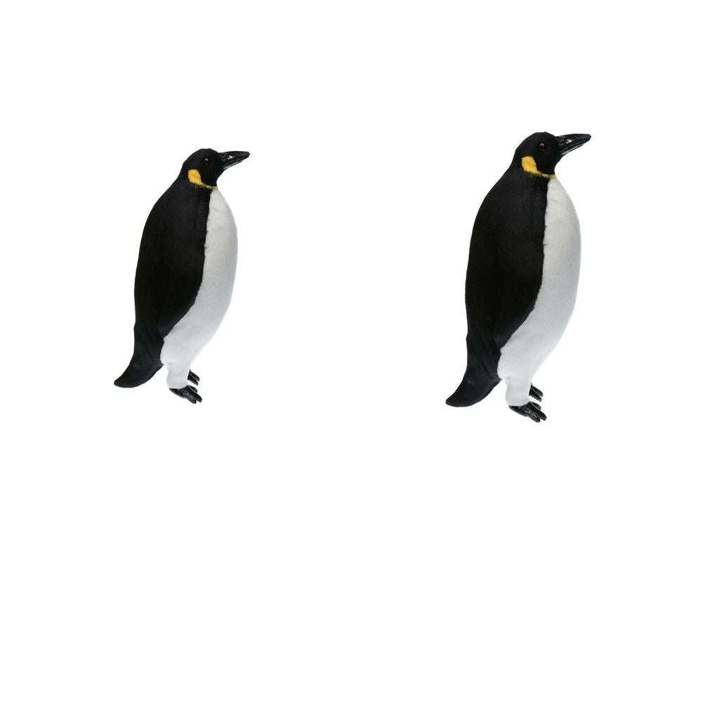 2Pcs Artificial Simulation Ornaments Feathered Fake Penguin Decor L +M