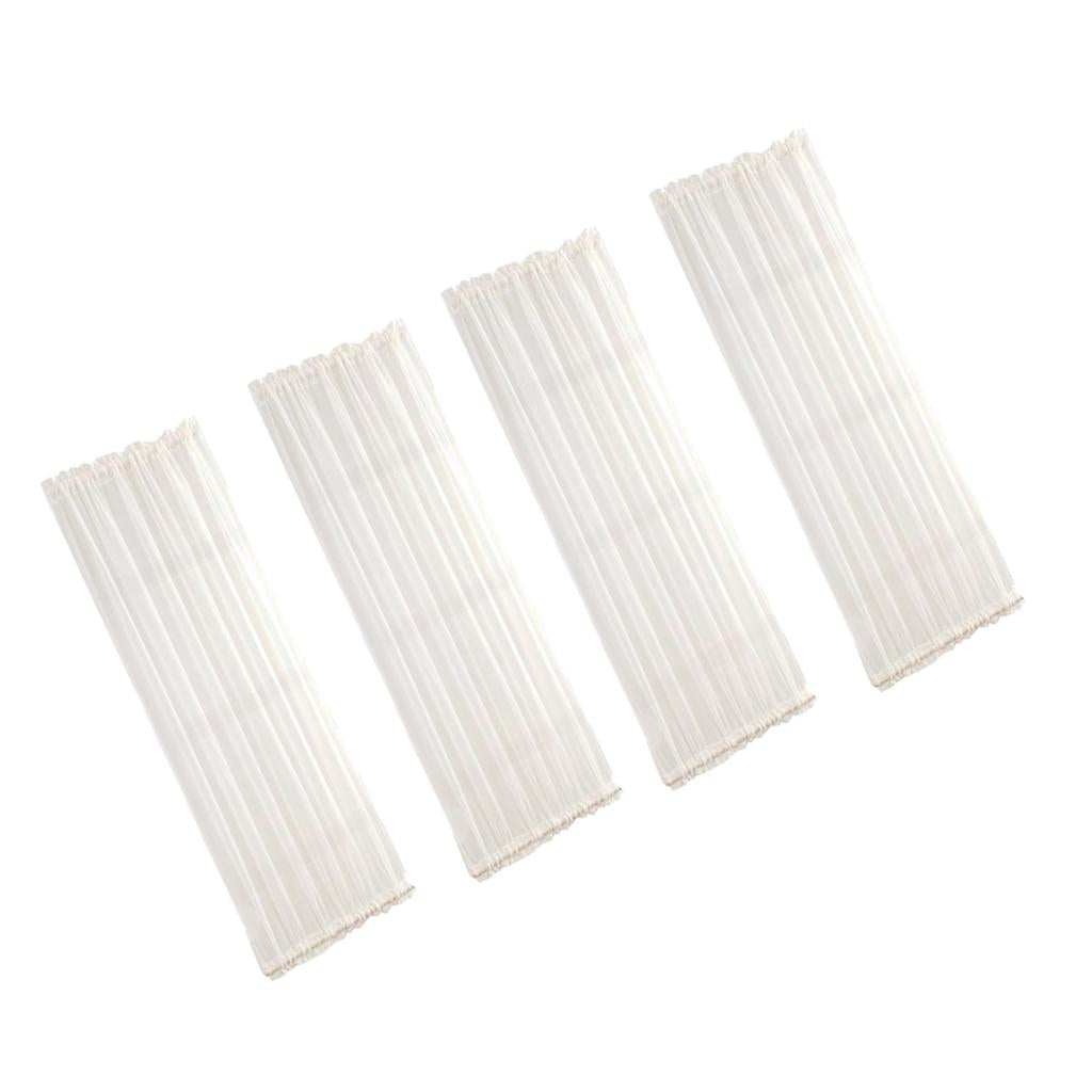 4Pcs Home French Door Curtains Blackout Curtain White 25x72'' / 64x183cm