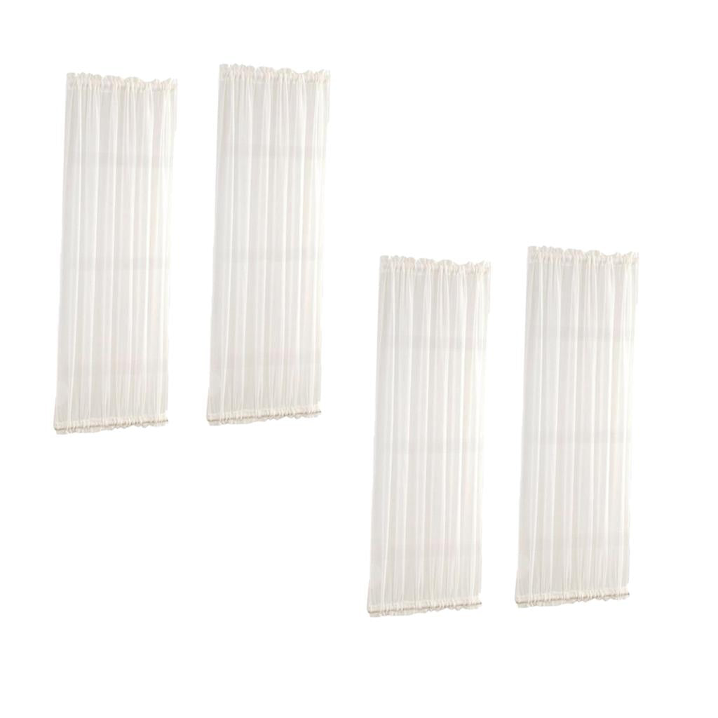 4Pcs Home French Door Curtains Blackout Curtain White 25x72'' / 64x183cm