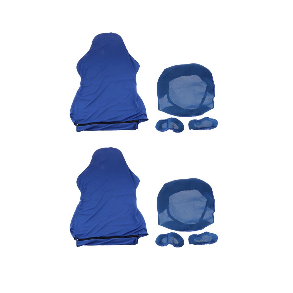 2x Blue Computer Stretch Swivel Gaming Chair Slipcover Cover