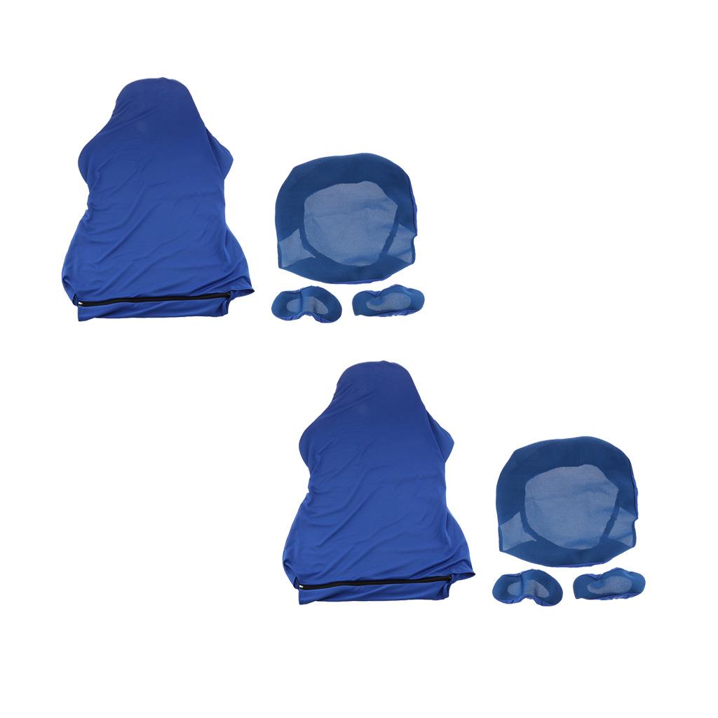 2x Blue Computer Stretch Swivel Gaming Chair Slipcover Cover