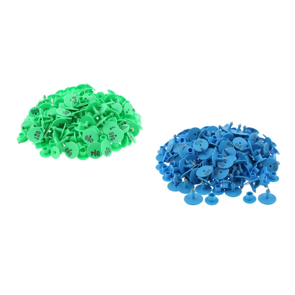 200PCS Numbered Livestock Ear Tag for Pig Cow Cattle Goat Sheep Blue & Green