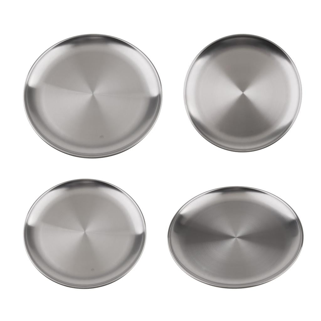 4Pcs stainless steel Round Tray Barbecue Dish fruit dinner plate