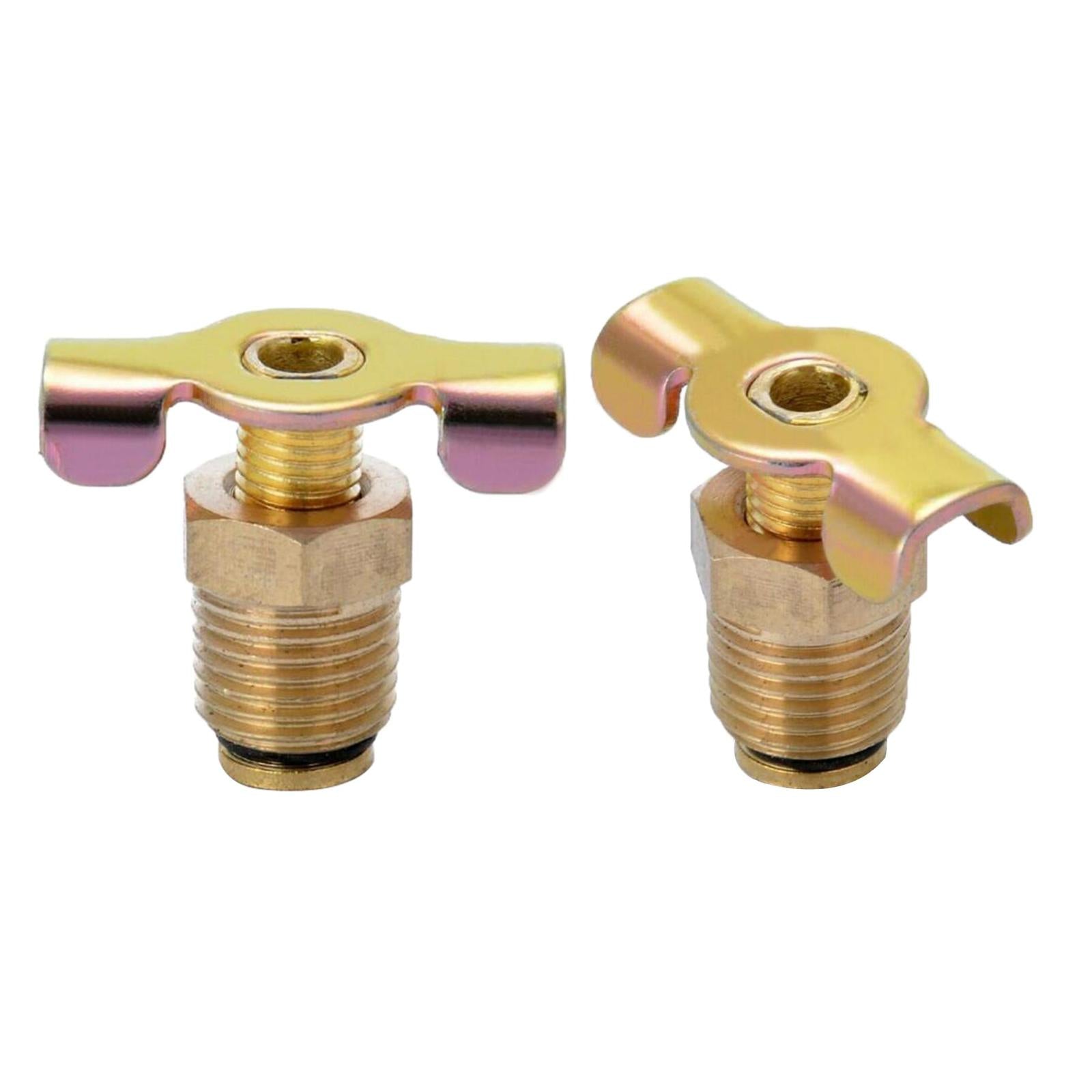 2x Air Compressor Tank Drain Valves Switch Plug Screw Brass with T-handle