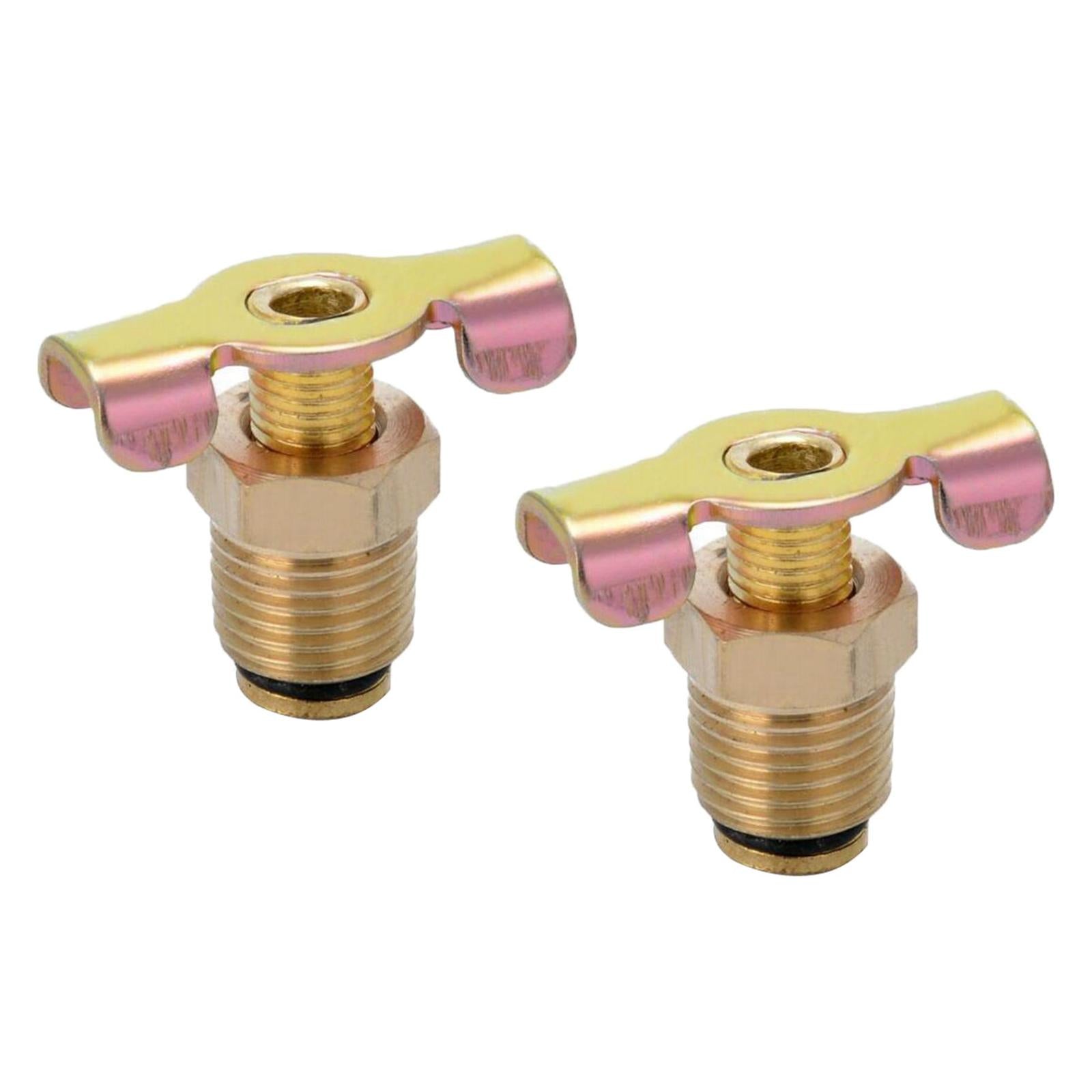 2x Air Compressor Tank Drain Valves Switch Plug Screw Brass with T-handle