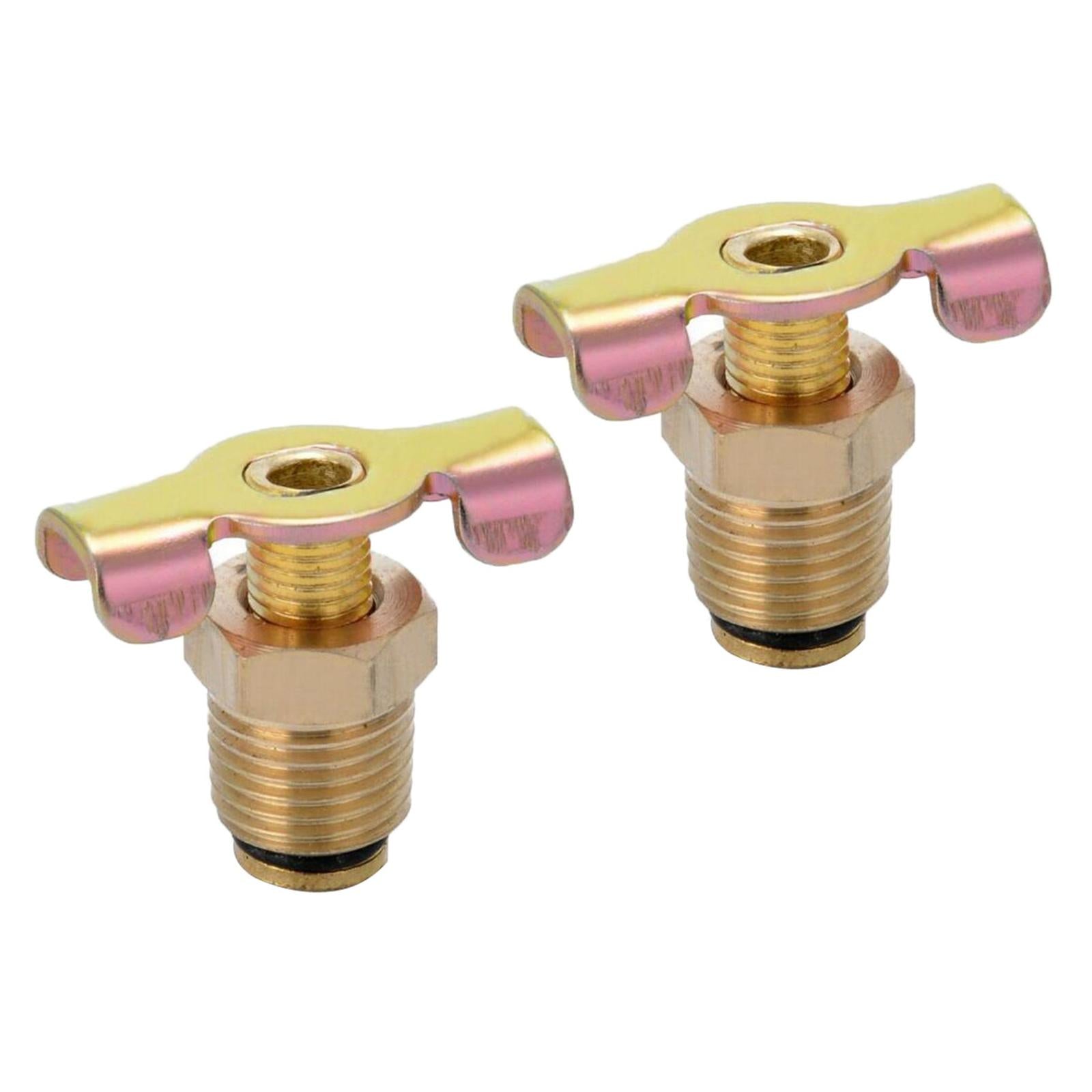 2x Air Compressor Tank Drain Valves Switch Plug Screw Brass with T-handle