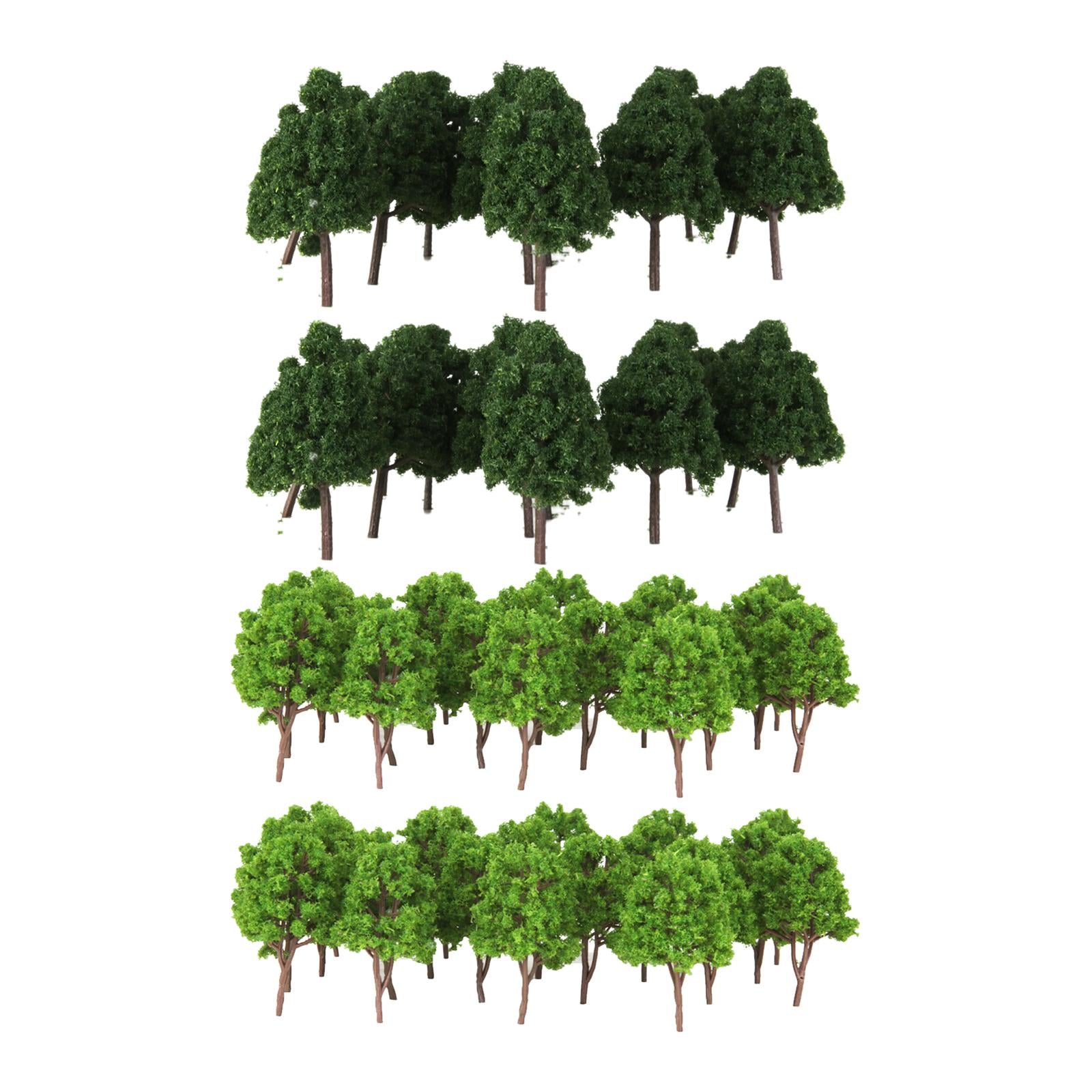 90x Plastic Trees N Scale Train Layout Wargame Scenery