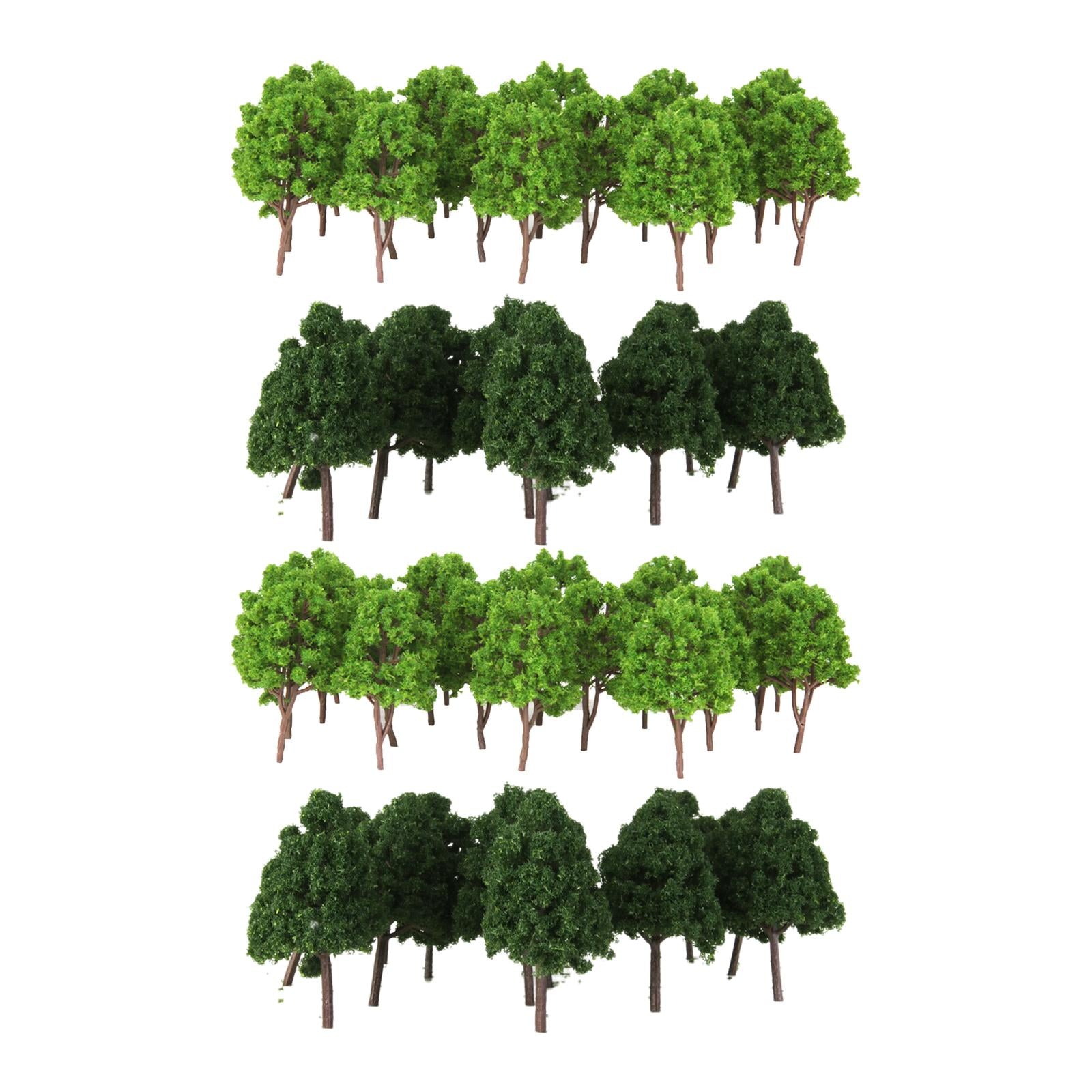 90x Plastic Trees N Scale Train Layout Wargame Scenery