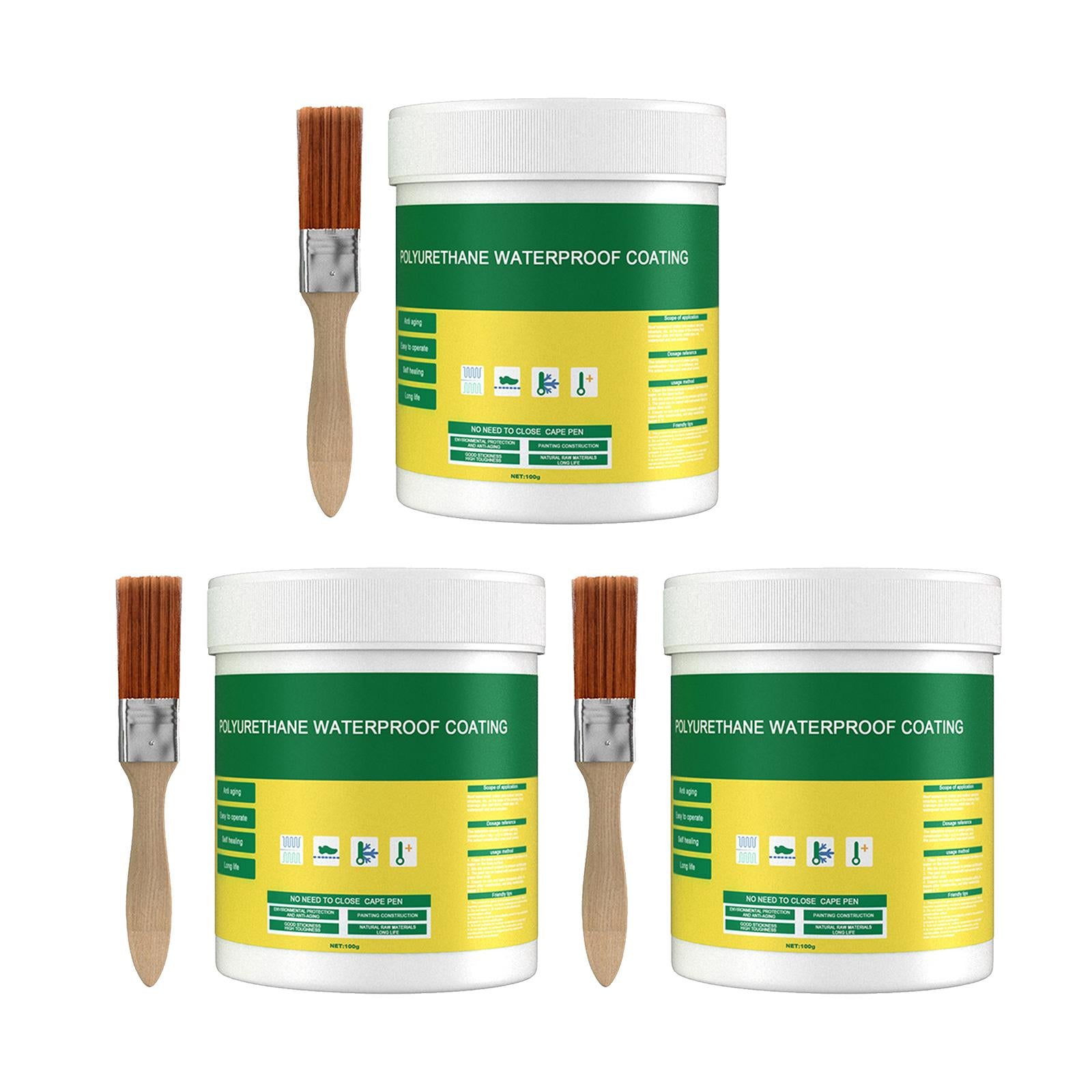3x 100G Waterproof Sealant Sealer Glue Brush Toilet Coating Repair Leakproof