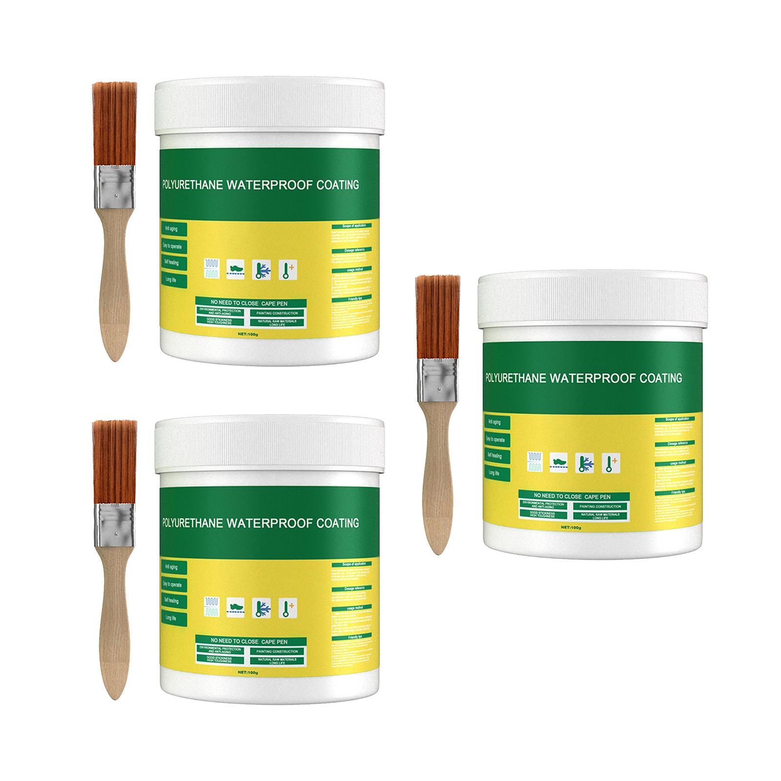 3x 100G Waterproof Sealant Sealer Glue Brush Toilet Coating Repair Leakproof