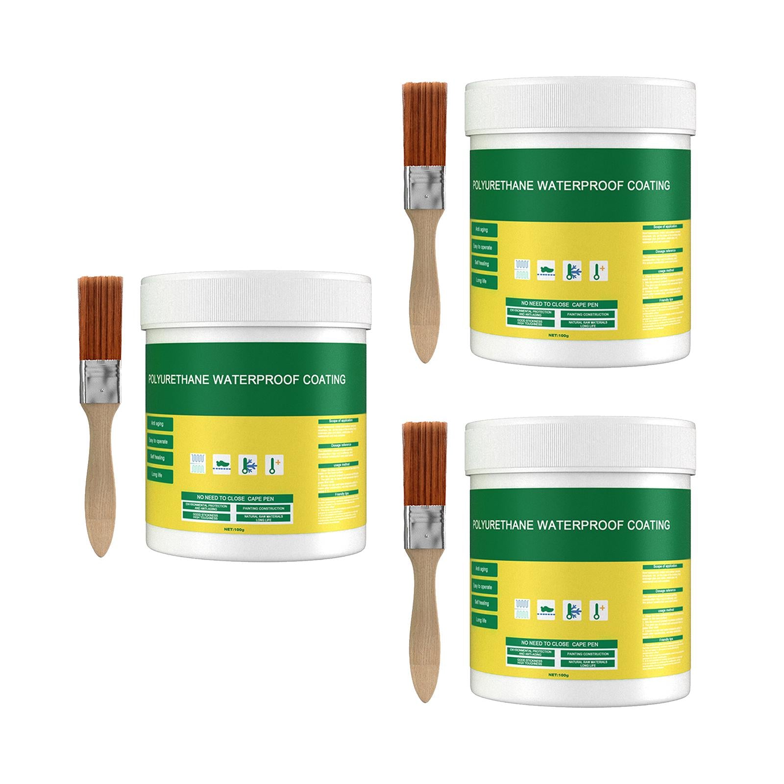 3x 100G Waterproof Sealant Sealer Glue Brush Toilet Coating Repair Leakproof