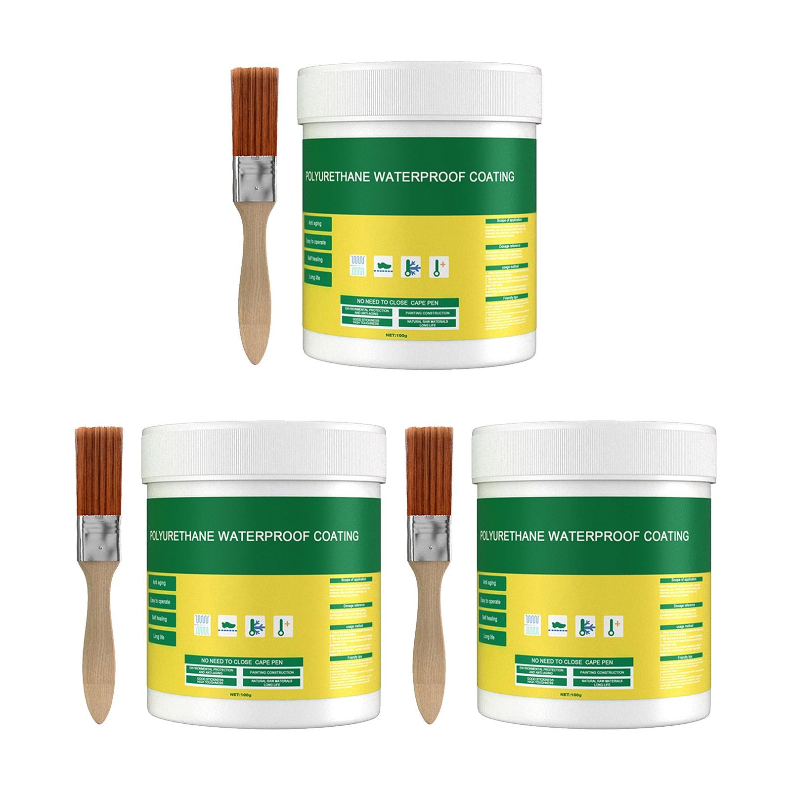 3x 100G Waterproof Sealant Sealer Glue Brush Toilet Coating Repair Leakproof