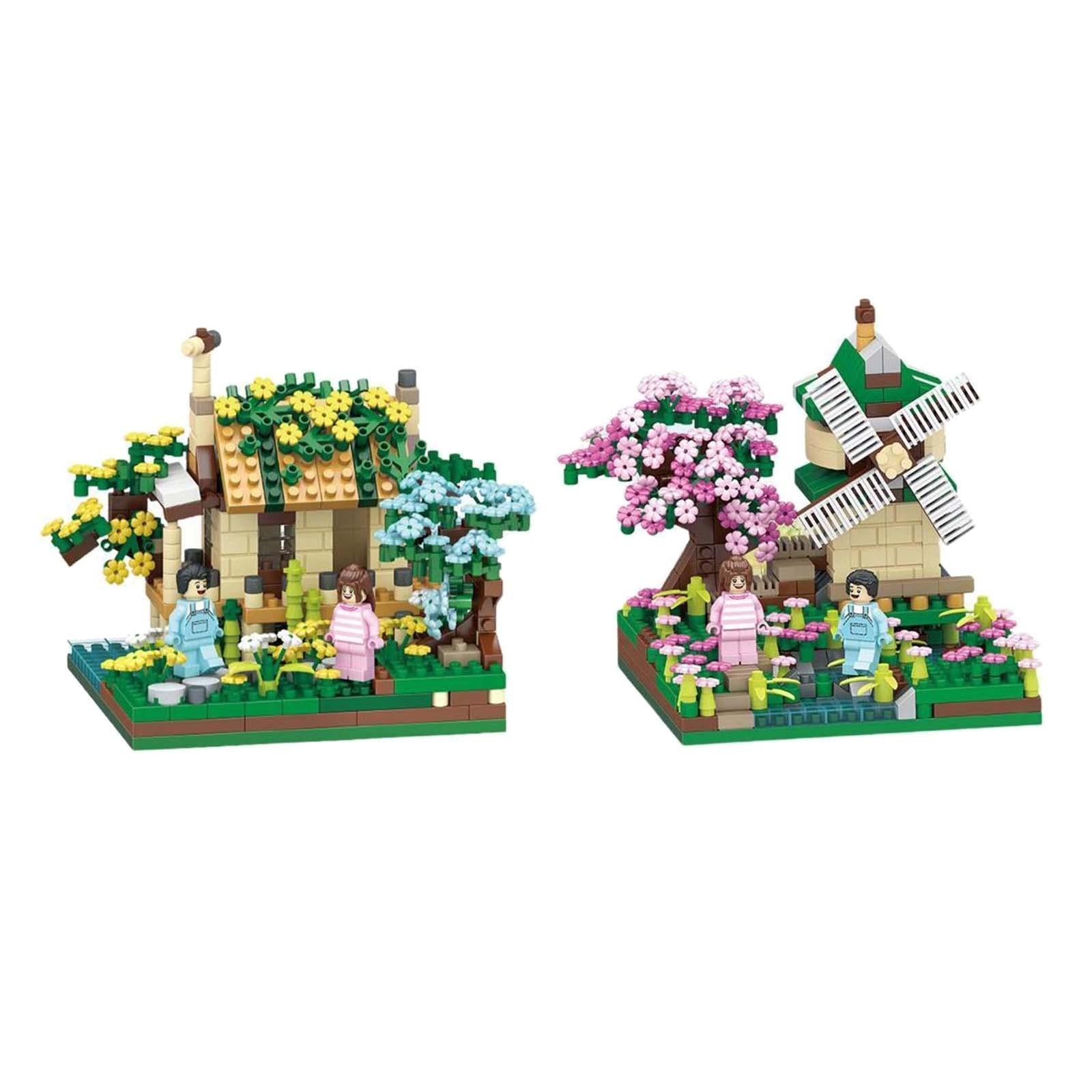 2x Miniature Bricks Collection House Building Model Construction Set