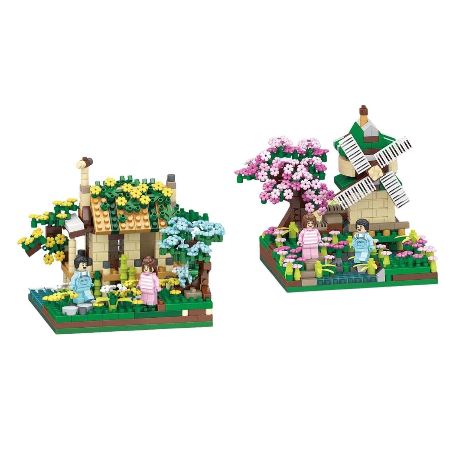 2x Miniature Bricks Collection House Building Model Construction Set