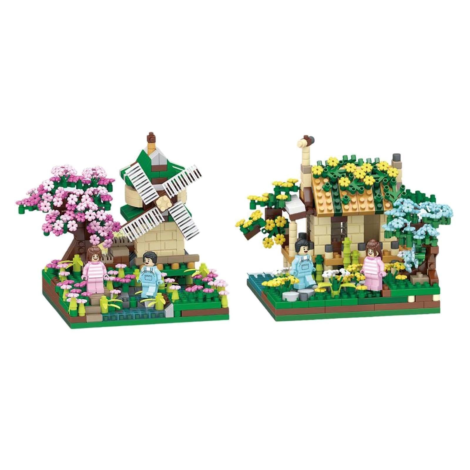 2x Miniature Bricks Collection House Building Model Construction Set