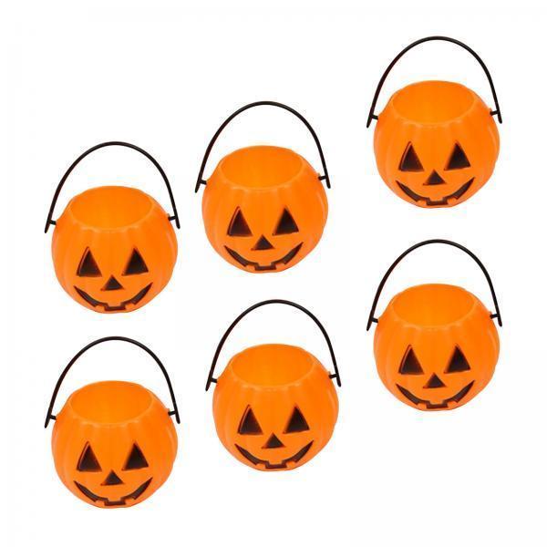 2x6x Halloween Pumpkin Buckets Props Decor for Favors Banquet Holiday