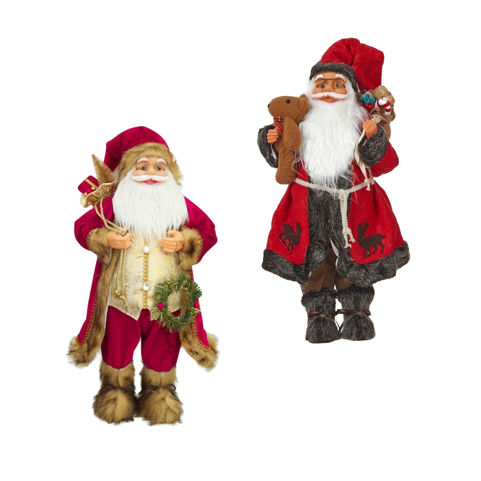 2x Santa Claus Figurine Ornament Decoration Indoor Table Desk Statue Decor