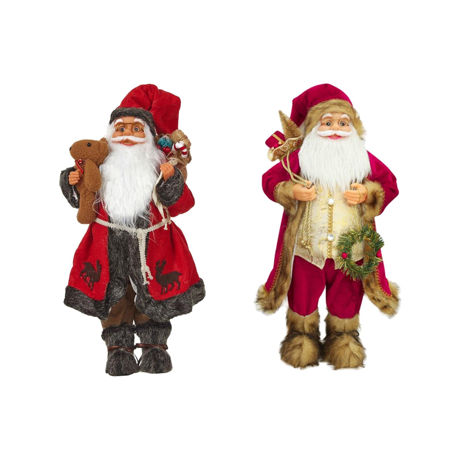 2x Santa Claus Figurine Ornament Decoration Indoor Table Desk Statue Decor