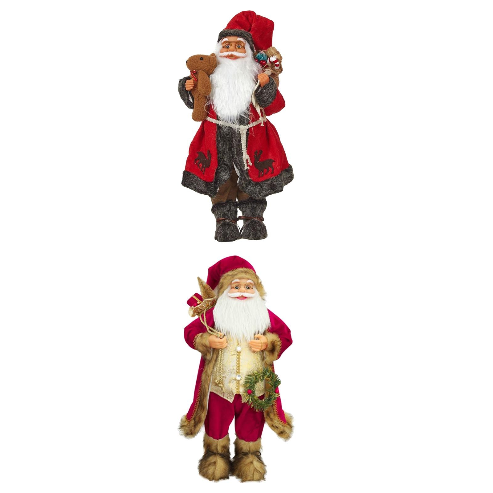 2x Santa Claus Figurine Ornament Decoration Indoor Table Desk Statue Decor