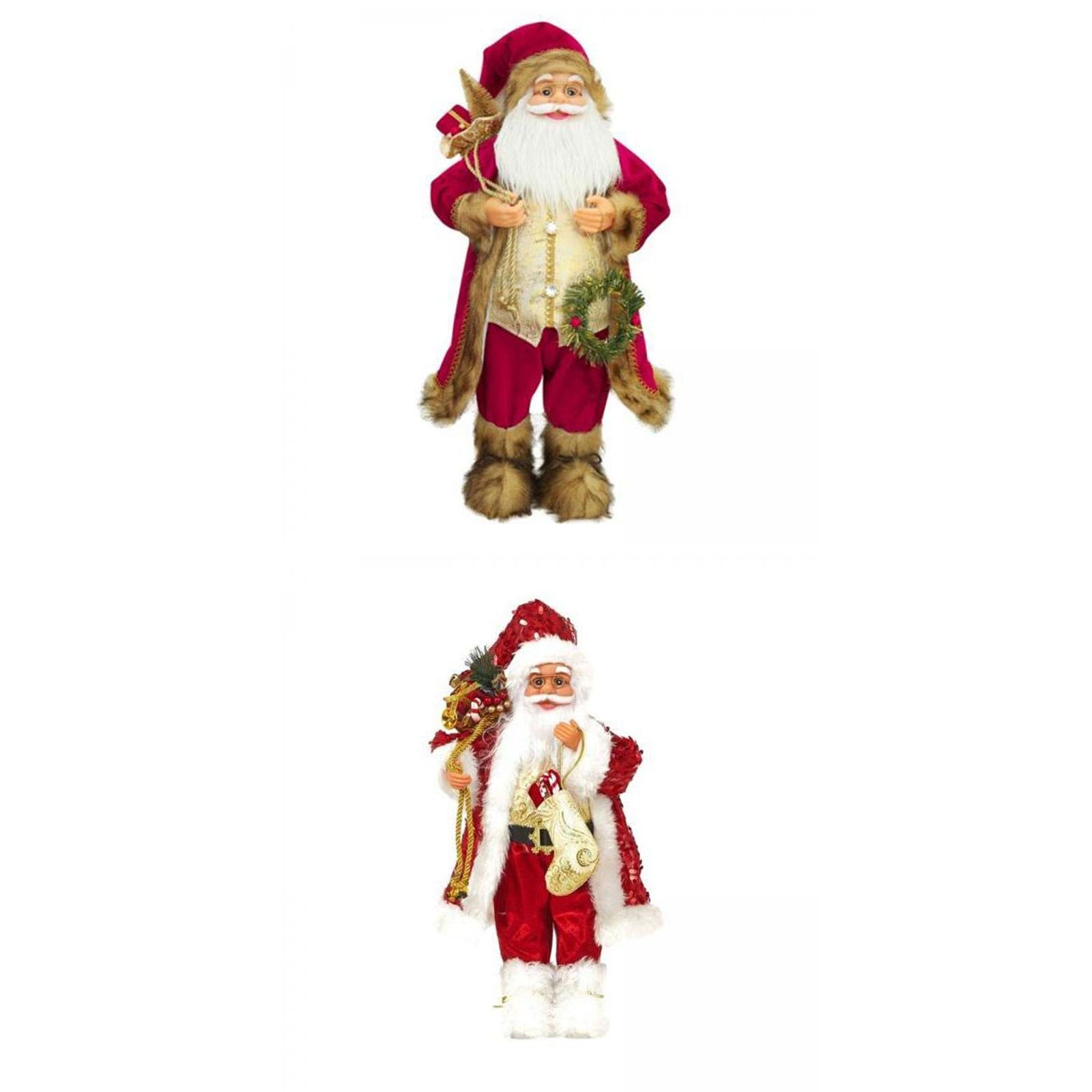 2x Santa Claus Decorations Standing Santa Claus Figure for Office New Year