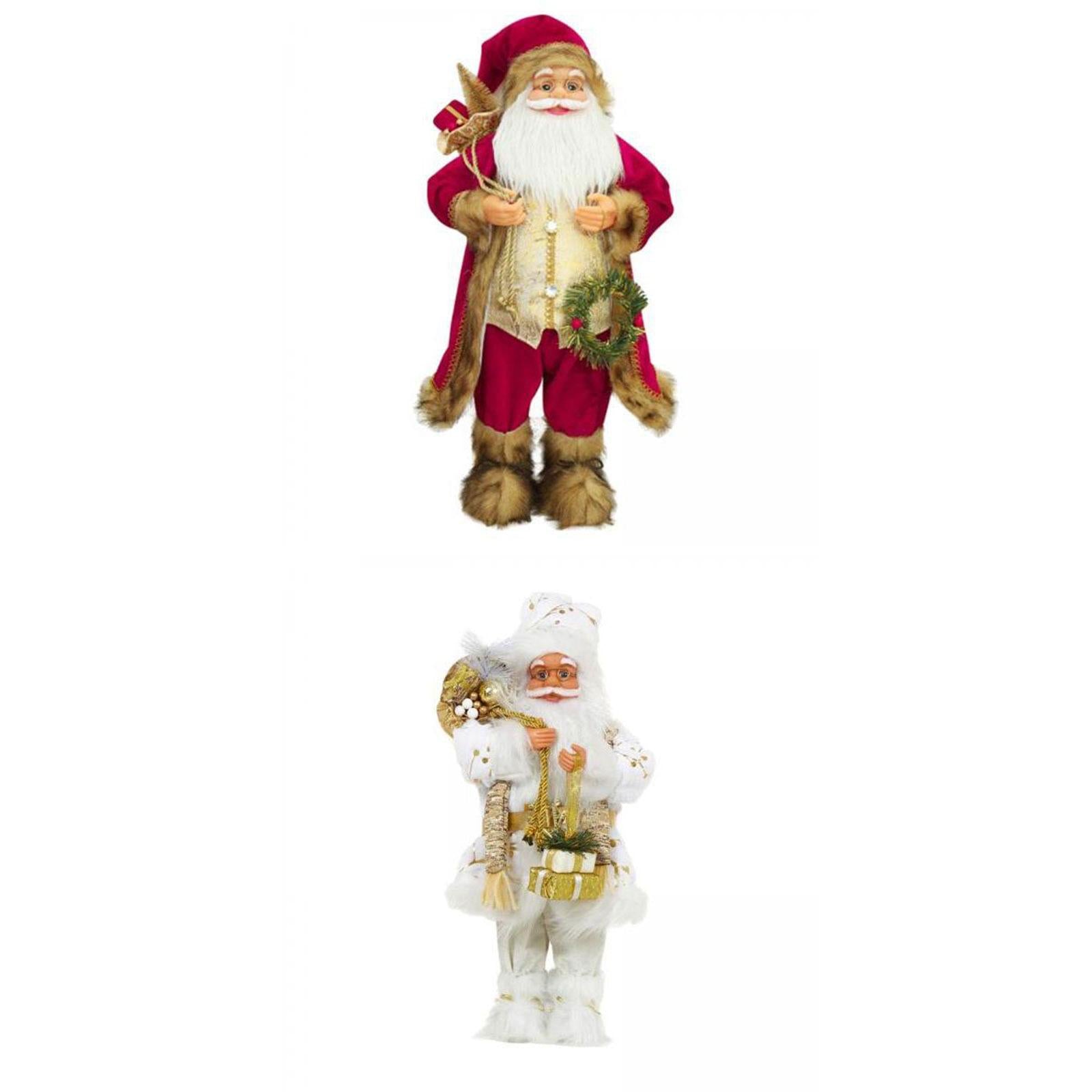 2x Santa Claus Figurine Ornament Decoration Indoor Table Desk Statue