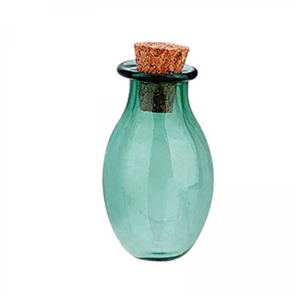 5xMini Glass Bottles Vials Cork Stoppers Empty Spell Jars Clear Wishing Bottle Green