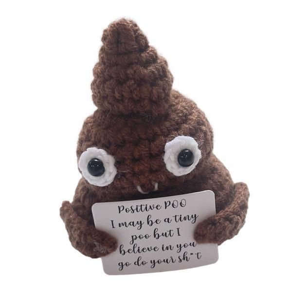 2xInspired Toy Gifts Positive Poo Knitted Doll for Home Decor Xmas Desktop brown