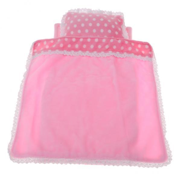 2xLovely Dollhouse Bedding Set for 25cm MellChan Dolls Accessories Pink Dot