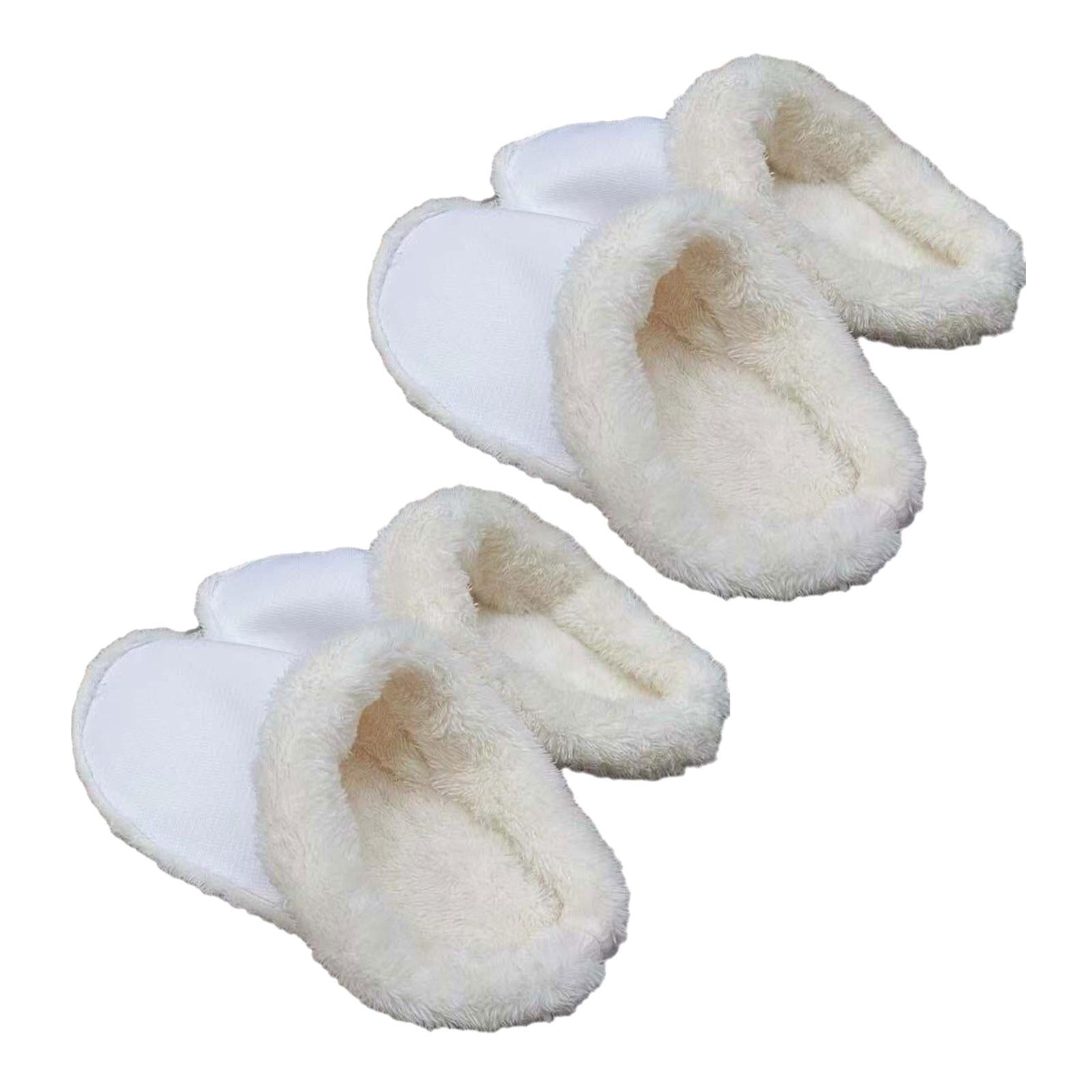 2xLiner Plush Slippers Cover Thick Plush Hole Shoes Cover for Bathroom Kitchen 17cm white