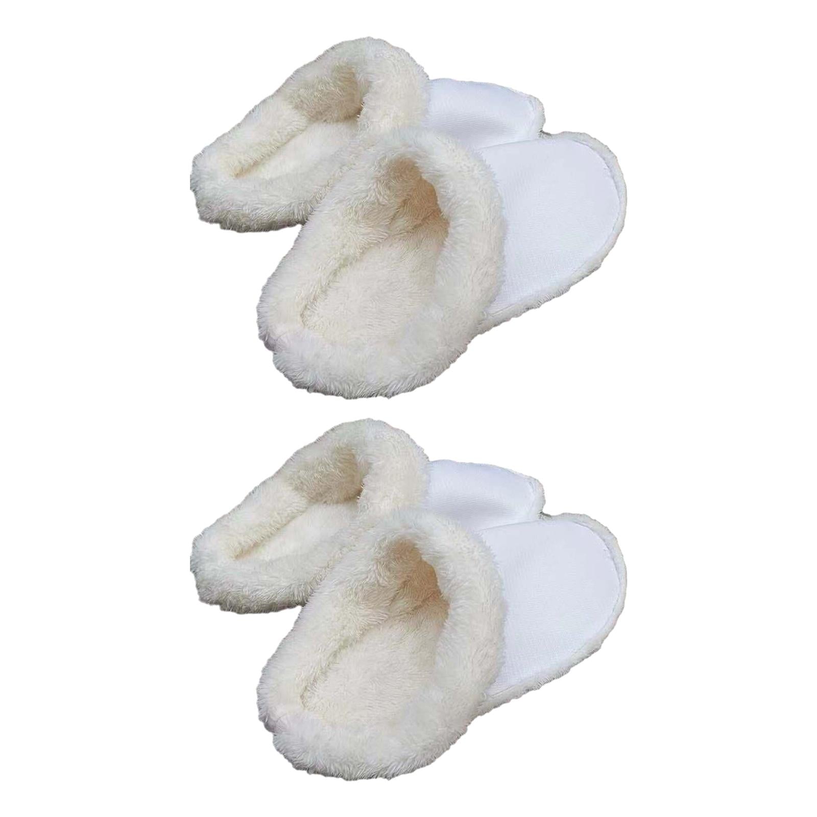 2xLiner Plush Slippers Cover Thick Plush Hole Shoes Cover for Bathroom Kitchen 19cm white