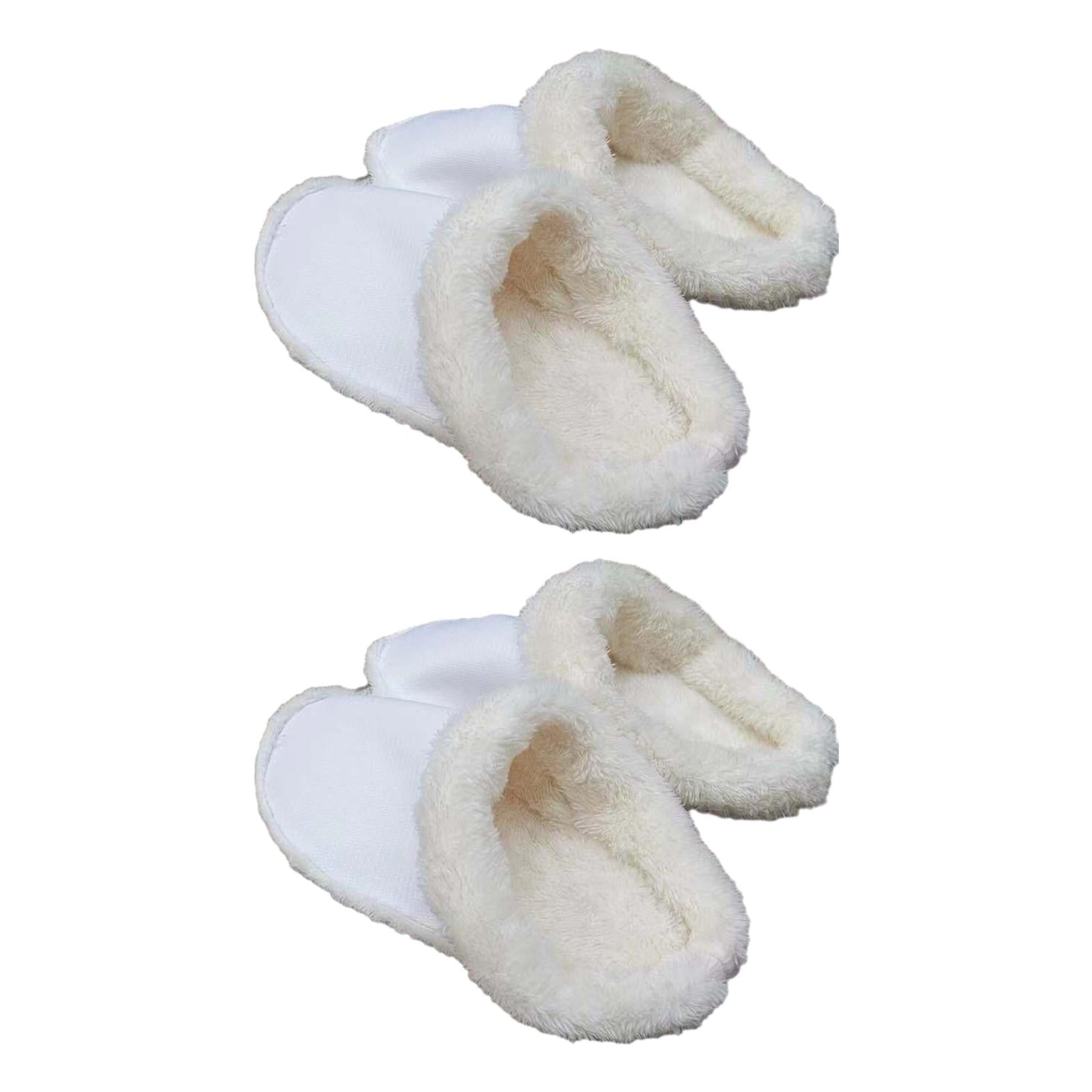 2xLiner Plush Slippers Cover Thick Plush Hole Shoes Cover for Bathroom Kitchen 19cm white